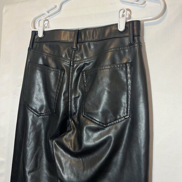 Abercrombie & Fitch Women 28/6 Curve Love Vegan Leather 90s Straight Pant Black - Picture 12 of 16